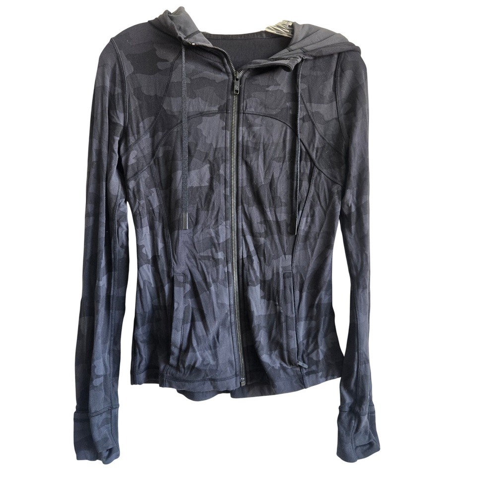 Lululemon Size 6 Hooded Define Jacket Womens Black Camo Good LW4BRTS Camouflage